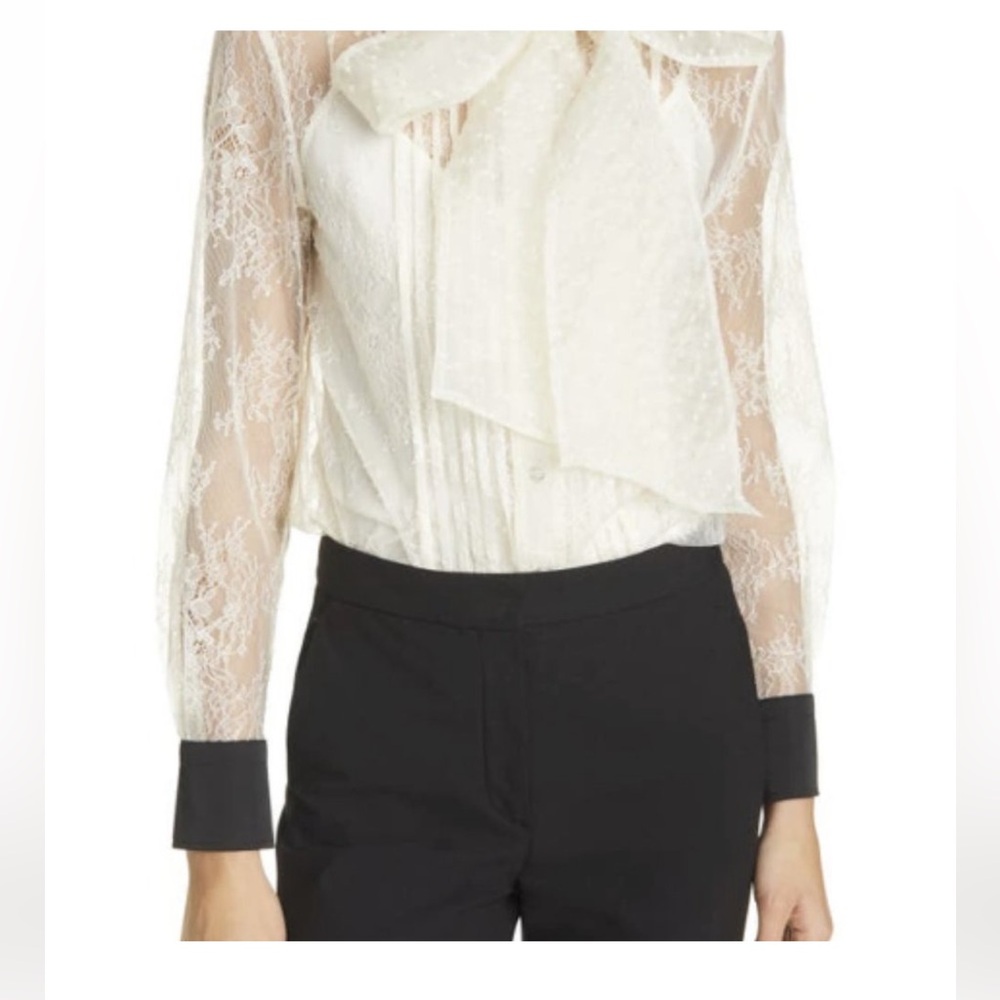Tory Burch Chantilly Lace Bow Blouse - NWT, never worn- size 2